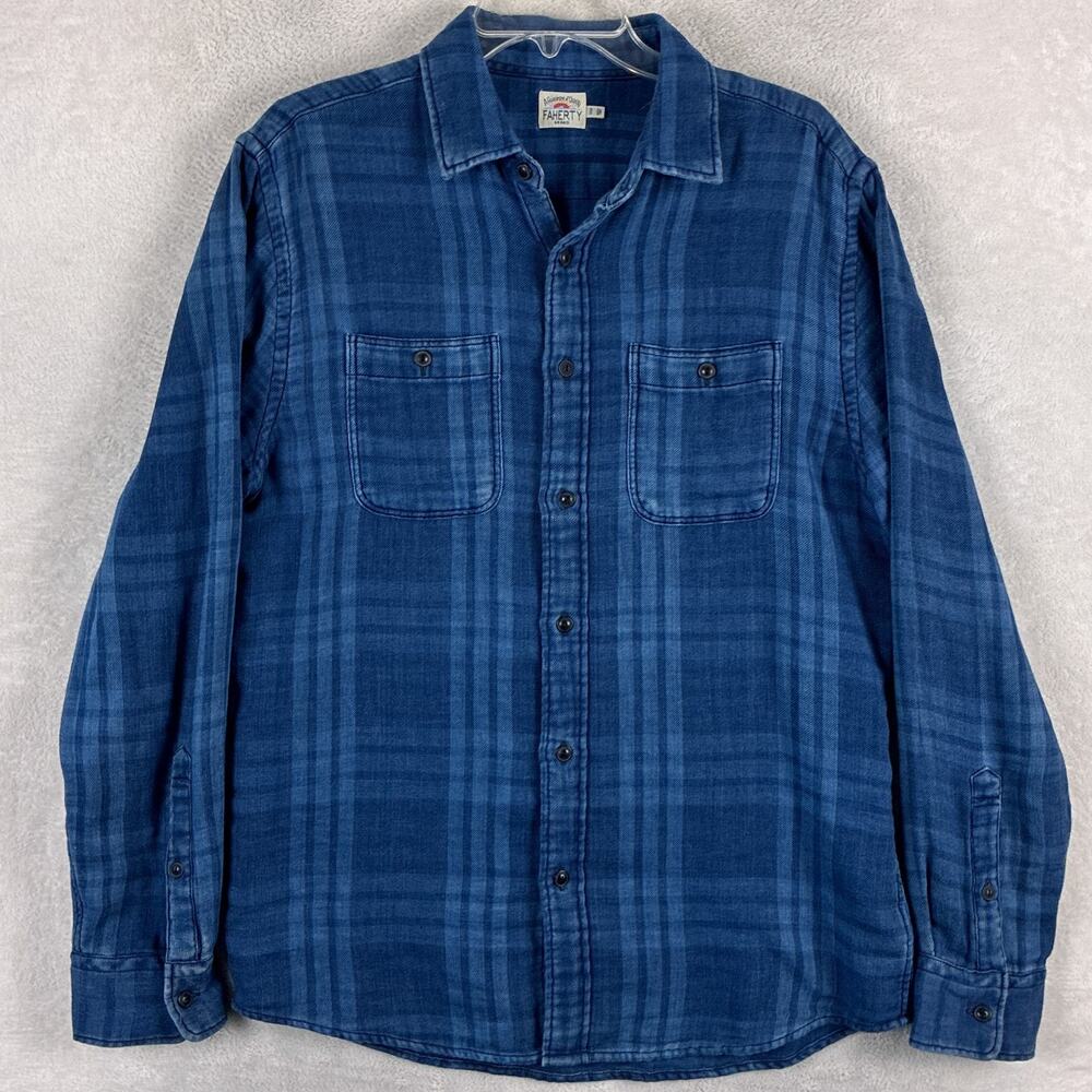 Faherty Shirt Mens M Blue Plaid Malibu Flannel Preppy Hiking Outdoors Huckberry